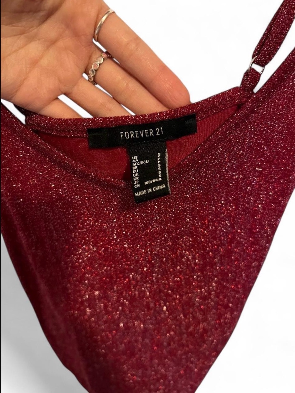 Forever 21 Sparkling Wine Red Cami Top